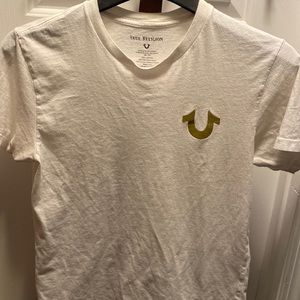 True religion white and gold tee